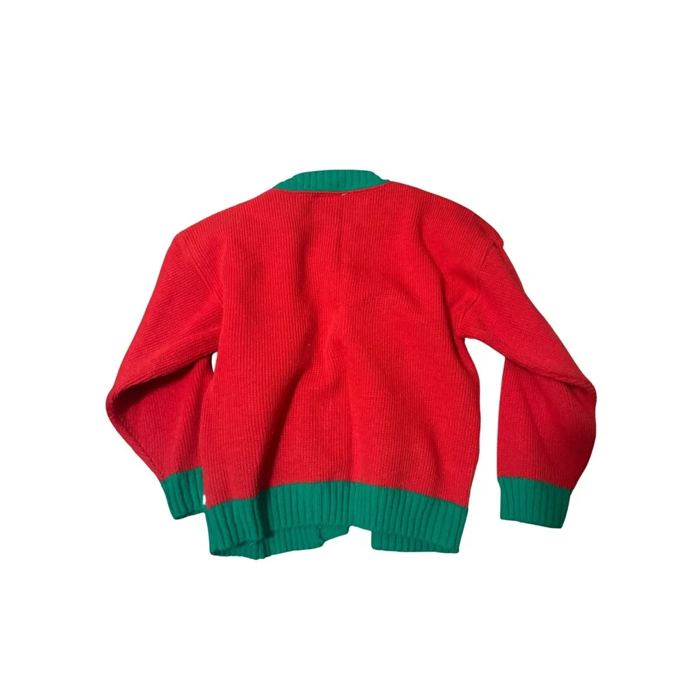 Vintage 90s OshKosh Snowman Christmas Cardigan Kids Medium‎ Chunky Knit Retro